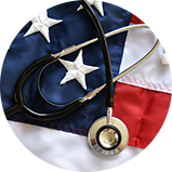 Stethoscope lying on a flag